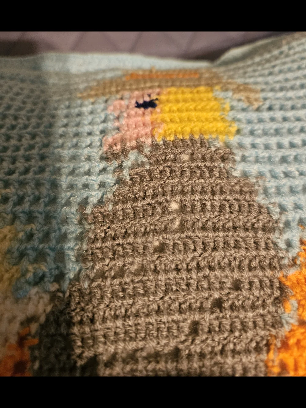 Yellow and Light Blue Hand-Crocheted Horseman and Dog Accent Pillow Covers